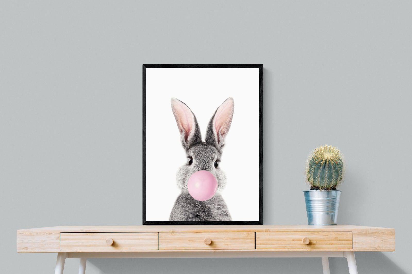 Bubblegum Bunny-Wall_Art-60 x 80cm-Mounted Canvas-Black-Pixalot