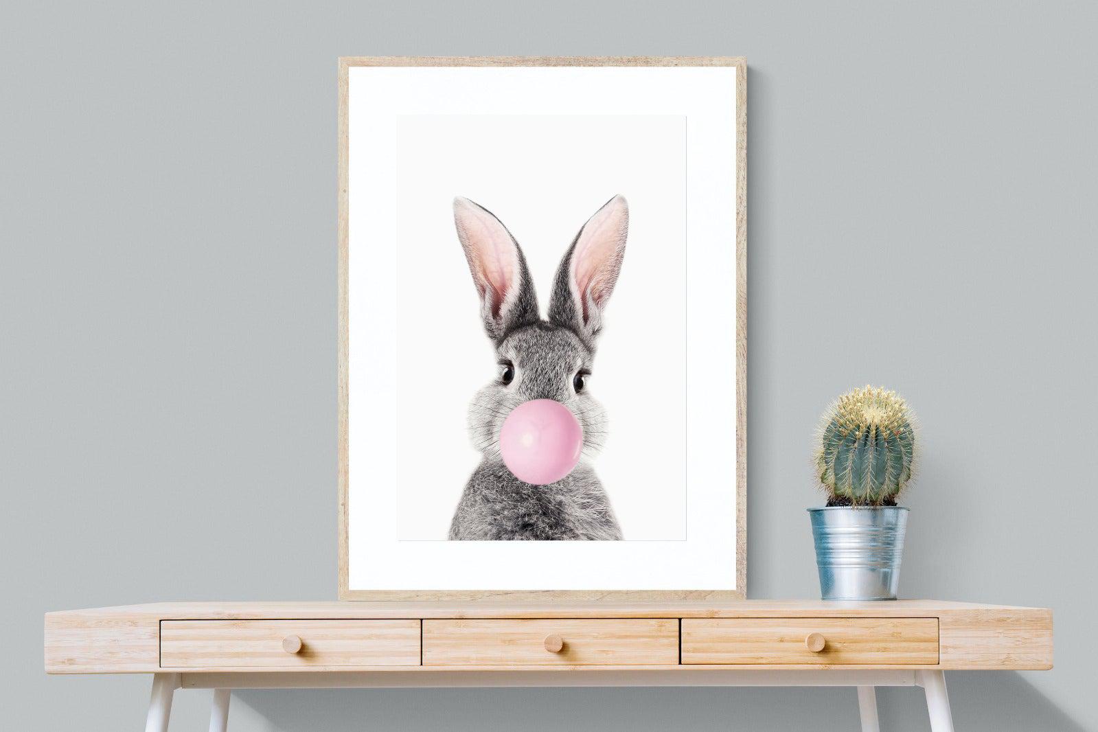 Bubblegum Bunny-Wall_Art-75 x 100cm-Framed Print-Wood-Pixalot
