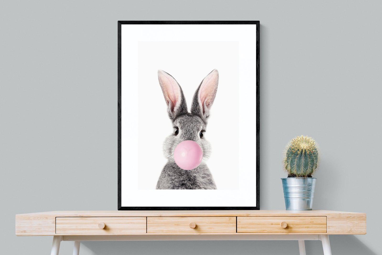 Bubblegum Bunny-Wall_Art-75 x 100cm-Framed Print-Black-Pixalot