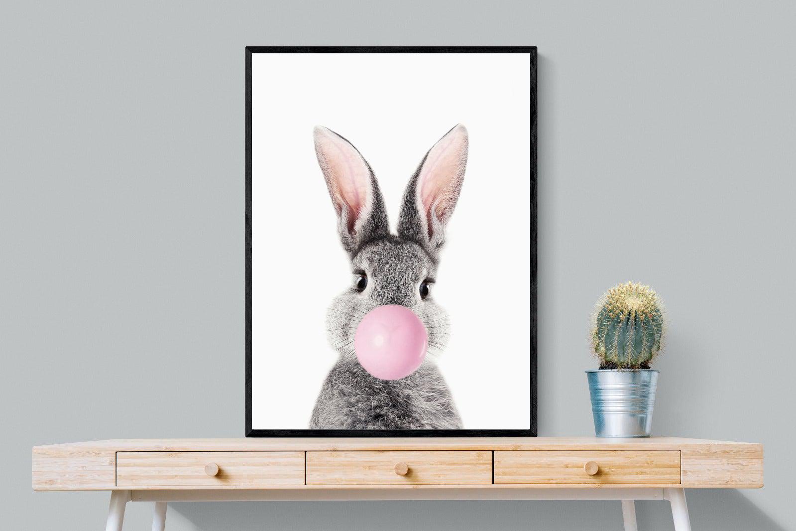 Bubblegum Bunny-Wall_Art-75 x 100cm-Mounted Canvas-Black-Pixalot