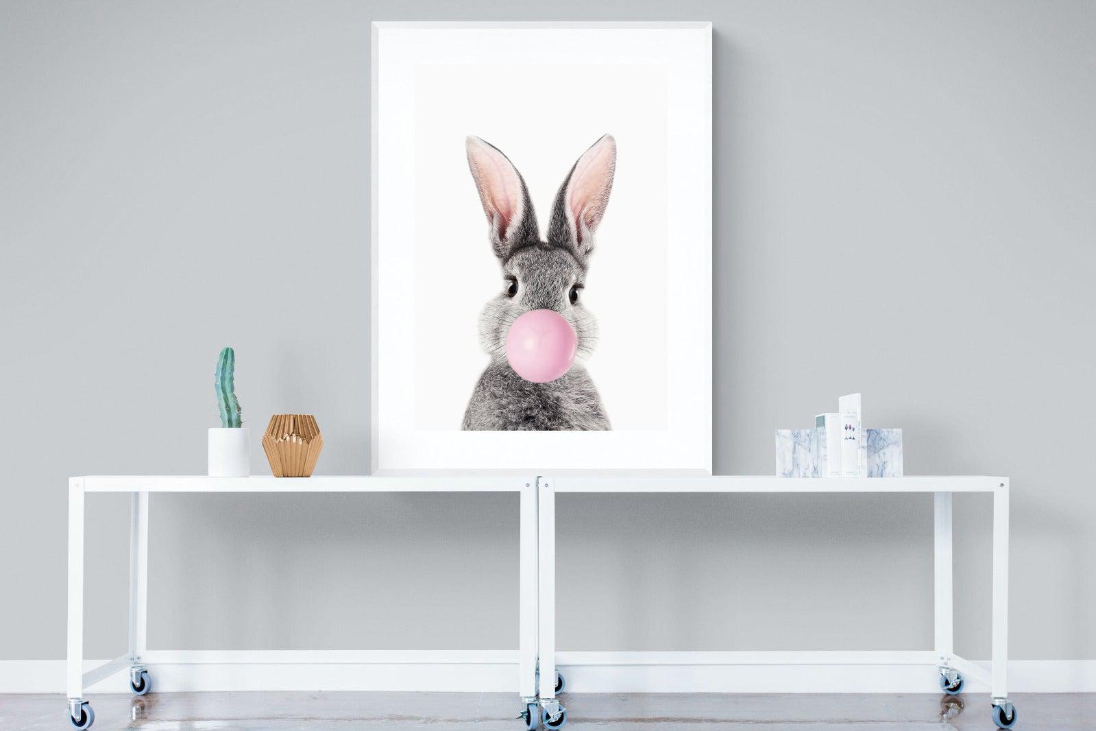 Bubblegum Bunny-Wall_Art-90 x 120cm-Framed Print-White-Pixalot