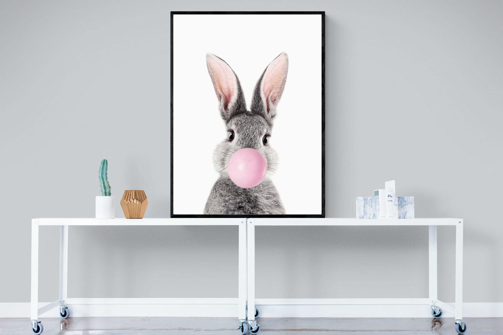 Bubblegum Bunny-Wall_Art-90 x 120cm-Mounted Canvas-Black-Pixalot