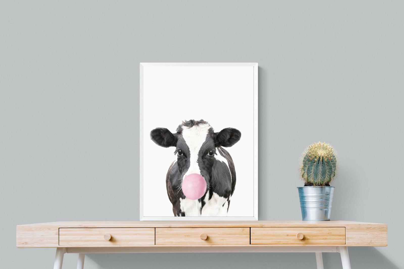 Bubblegum Cow-Wall_Art-60 x 80cm-Mounted Canvas-White-Pixalot