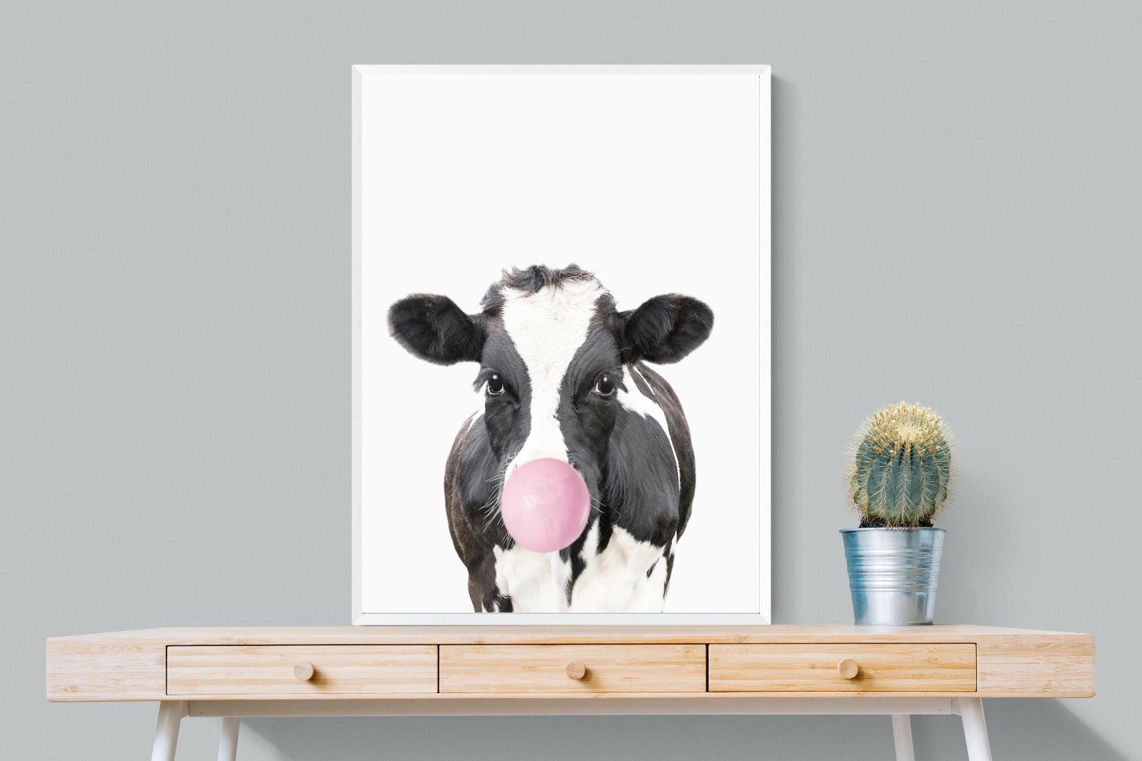 Bubblegum Cow-Wall_Art-75 x 100cm-Mounted Canvas-White-Pixalot