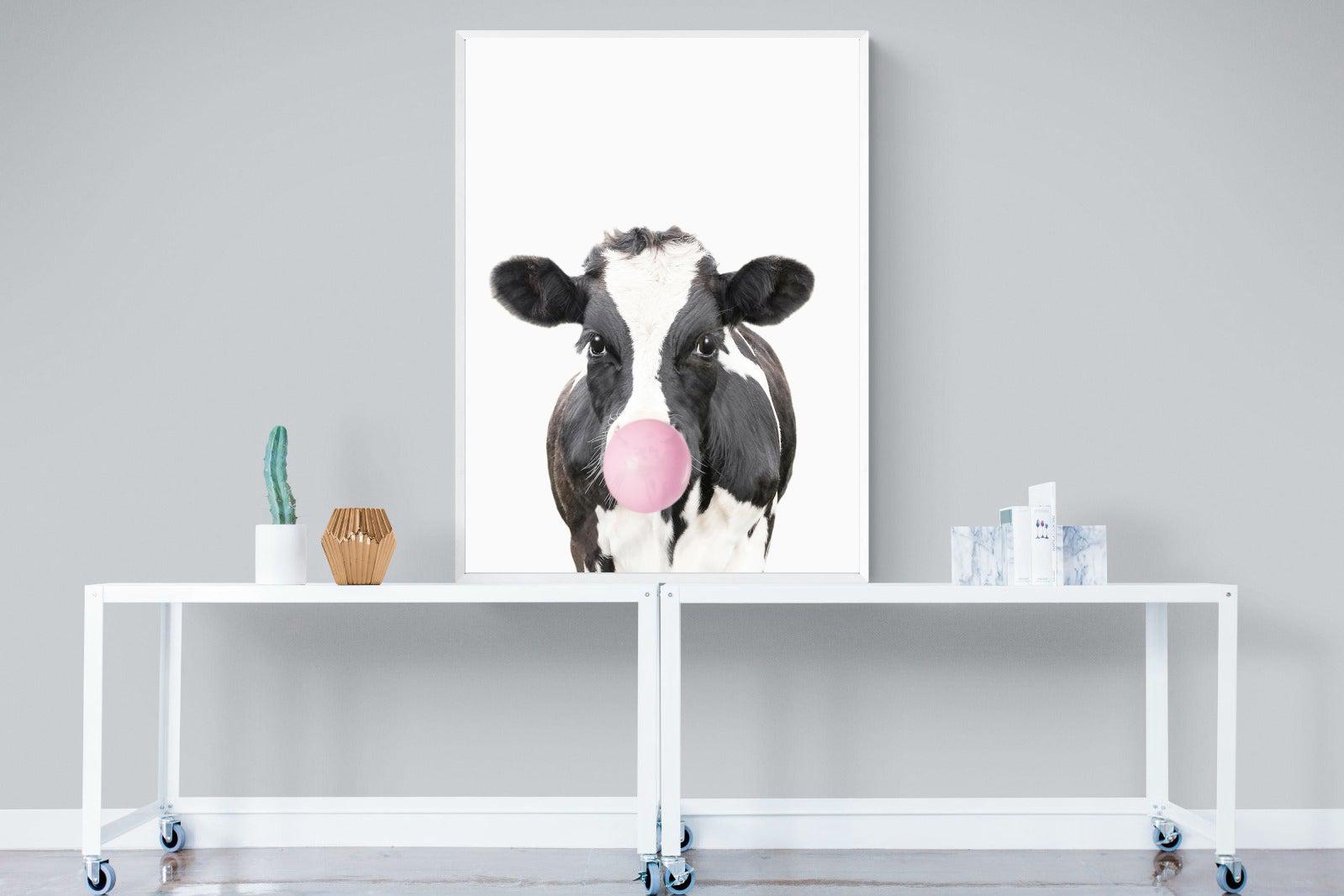 Bubblegum Cow-Wall_Art-90 x 120cm-Mounted Canvas-White-Pixalot