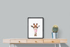 Bubblegum Giraffe-Wall_Art-45 x 60cm-Framed Print-Black-Pixalot