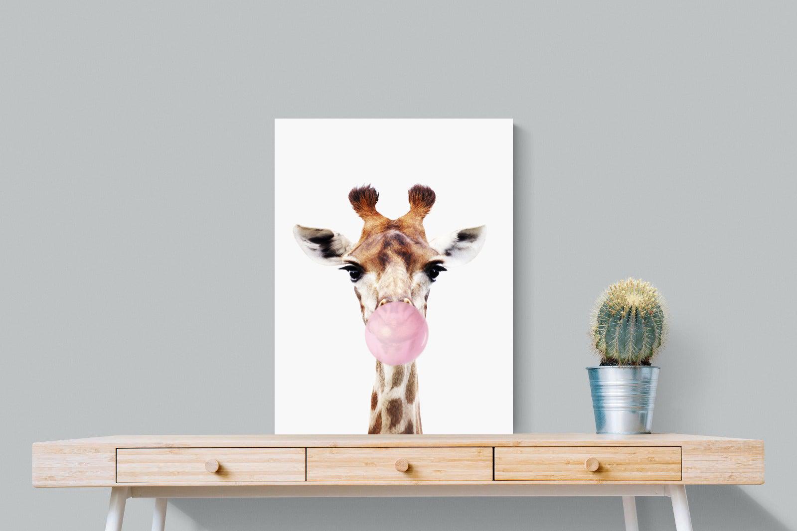 Bubblegum Giraffe-Wall_Art-60 x 80cm-Mounted Canvas-No Frame-Pixalot