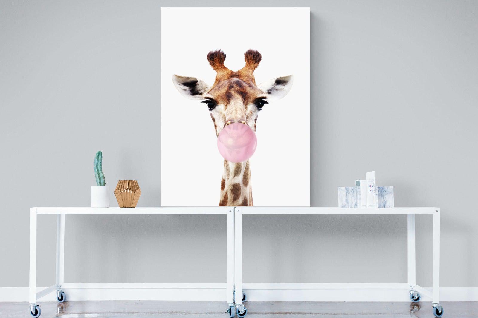 Bubblegum Giraffe-Wall_Art-90 x 120cm-Mounted Canvas-No Frame-Pixalot