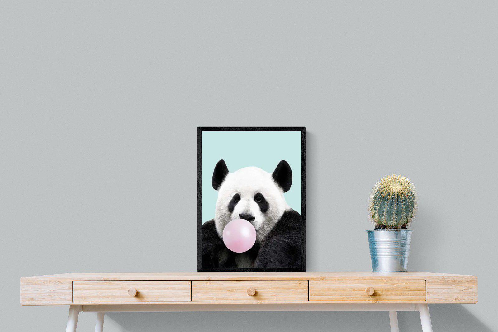 Bubblegum Panda-Wall_Art-45 x 60cm-Mounted Canvas-Black-Pixalot