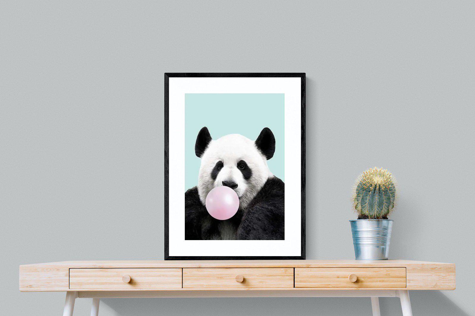 Bubblegum Panda-Wall_Art-60 x 80cm-Framed Print-Black-Pixalot