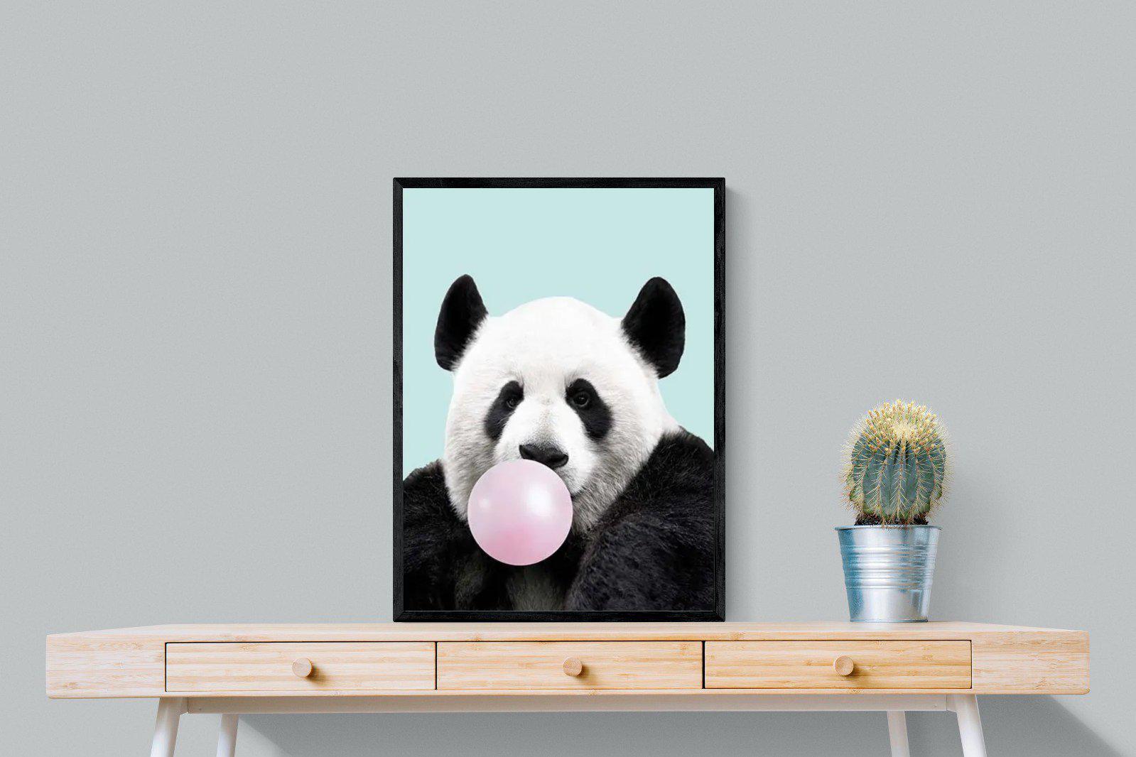 Bubblegum Panda-Wall_Art-60 x 80cm-Mounted Canvas-Black-Pixalot