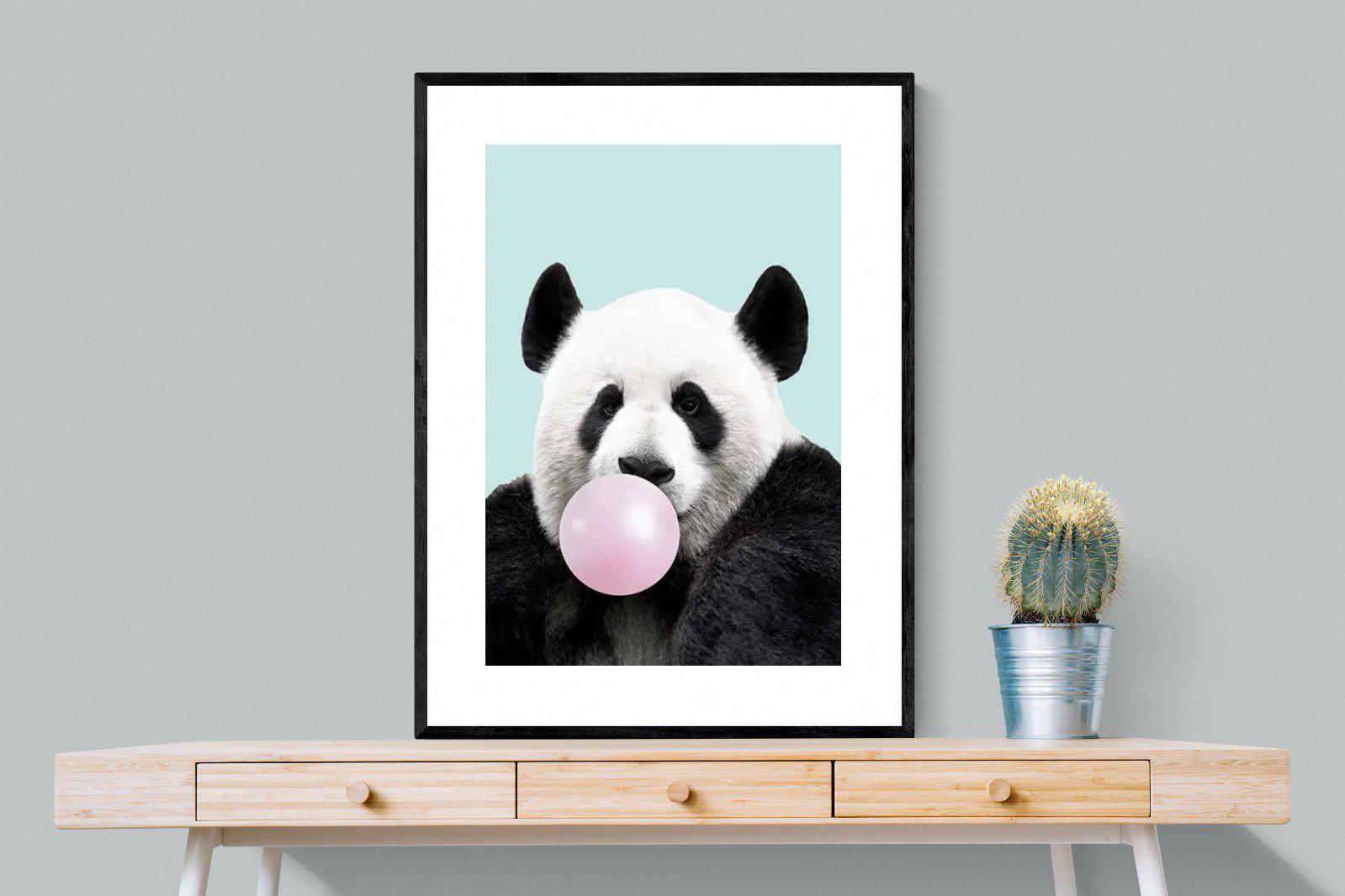 Bubblegum Panda-Wall_Art-75 x 100cm-Framed Print-Black-Pixalot