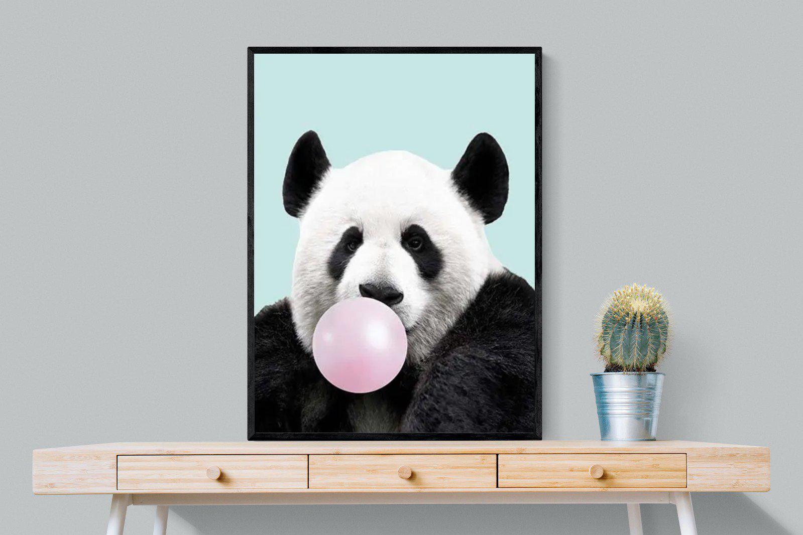 Bubblegum Panda-Wall_Art-75 x 100cm-Mounted Canvas-Black-Pixalot