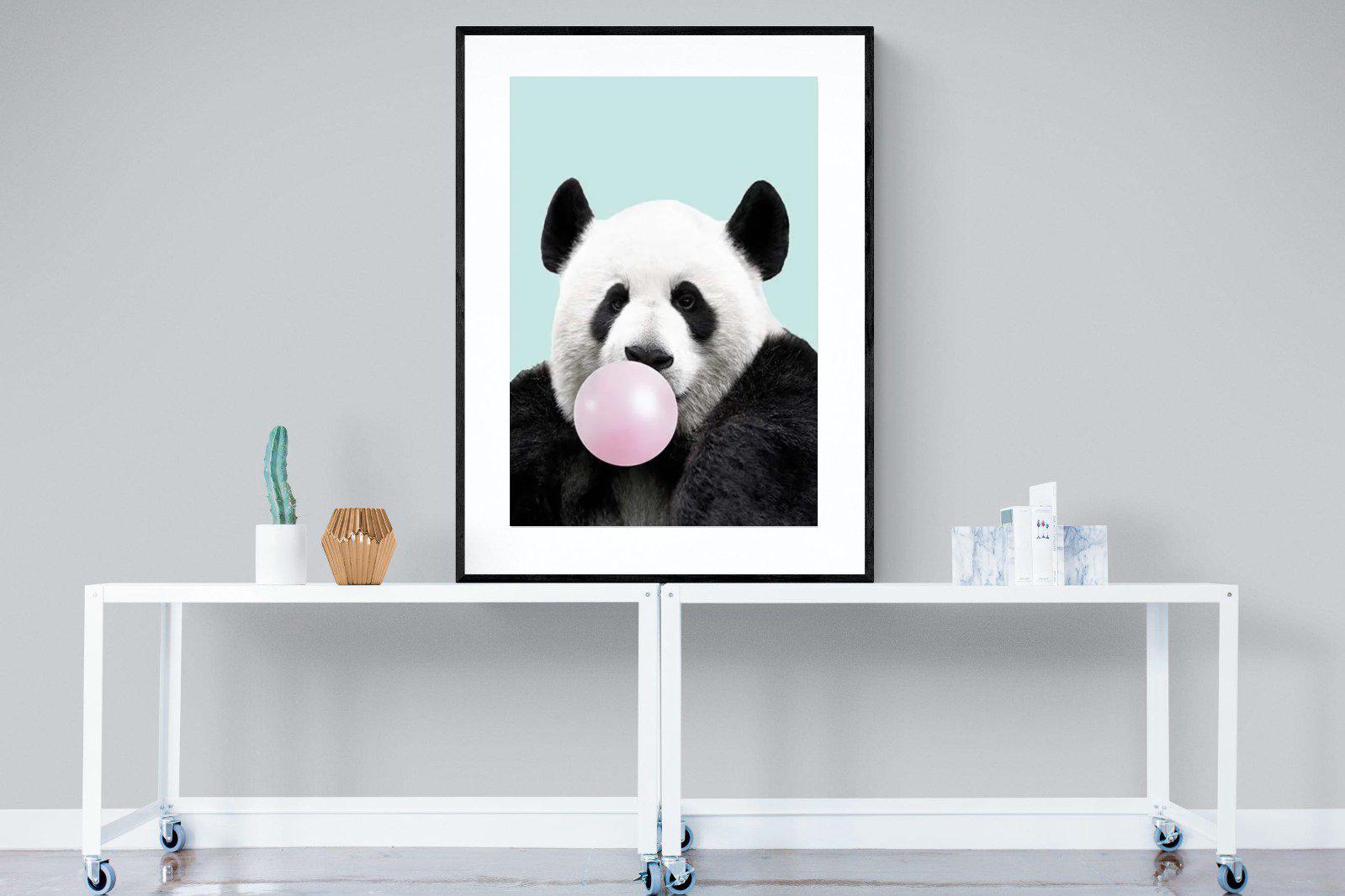 Bubblegum Panda-Wall_Art-90 x 120cm-Framed Print-Black-Pixalot