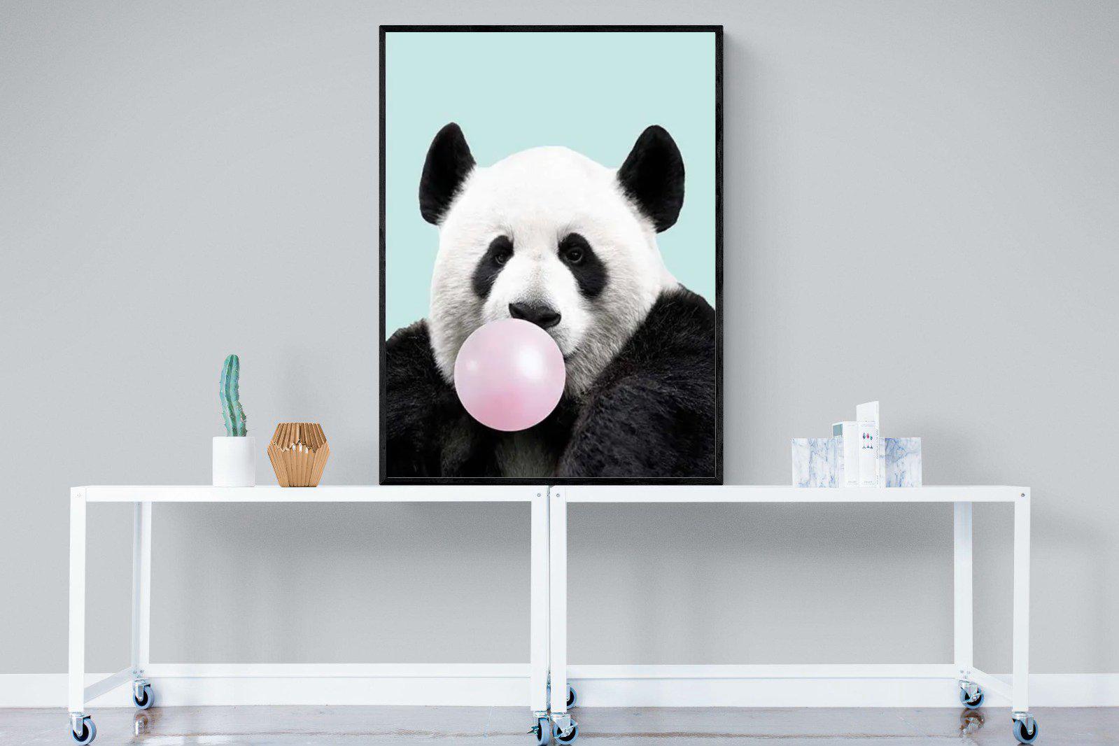 Bubblegum Panda-Wall_Art-90 x 120cm-Mounted Canvas-Black-Pixalot