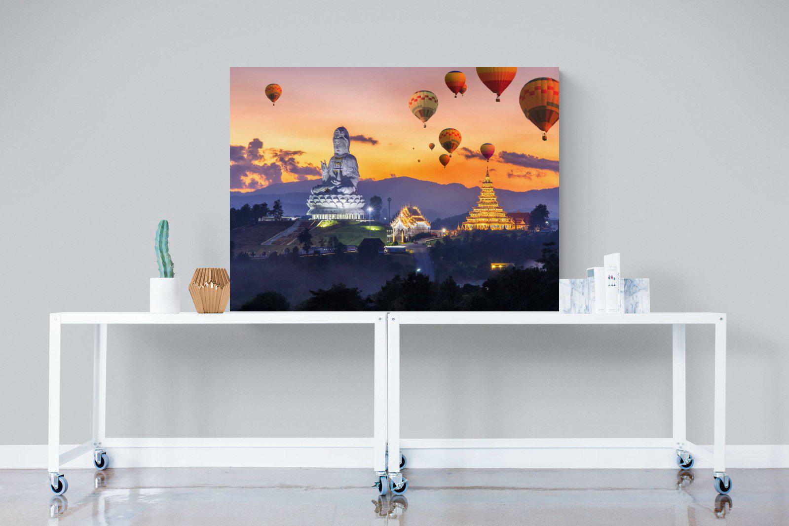 Buddha & Balloons-Wall_Art-120 x 90cm-Mounted Canvas-No Frame-Pixalot