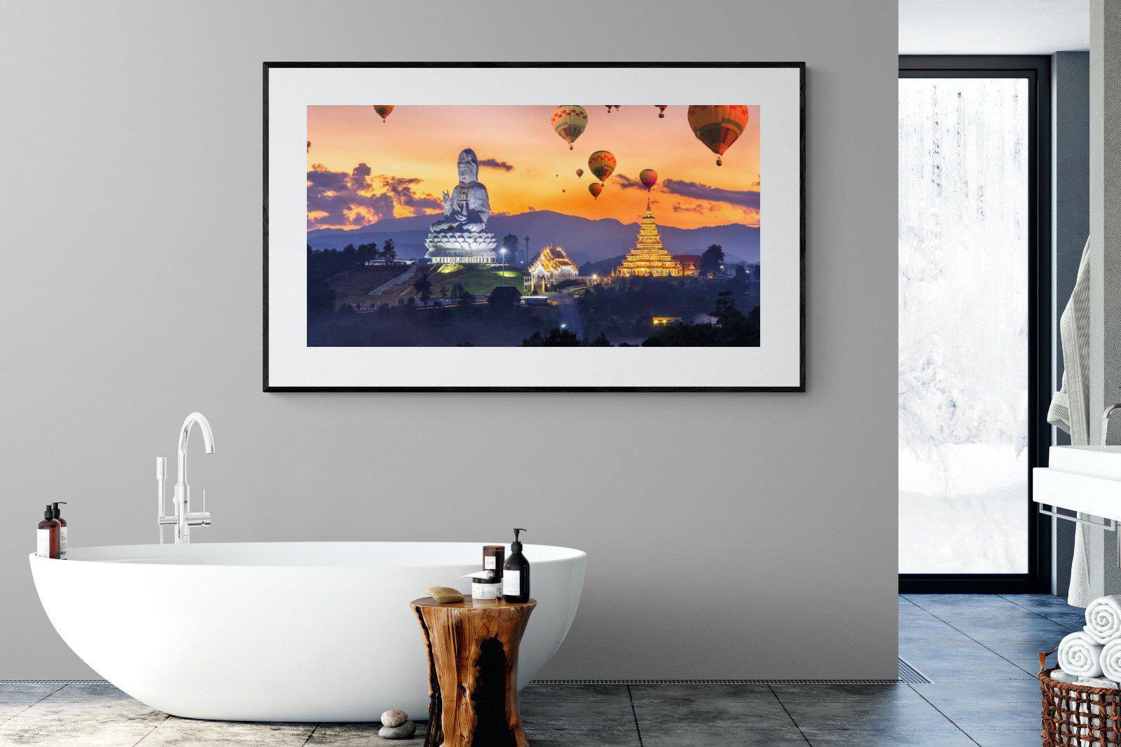 Buddha & Balloons-Wall_Art-180 x 110cm-Framed Print-Black-Pixalot