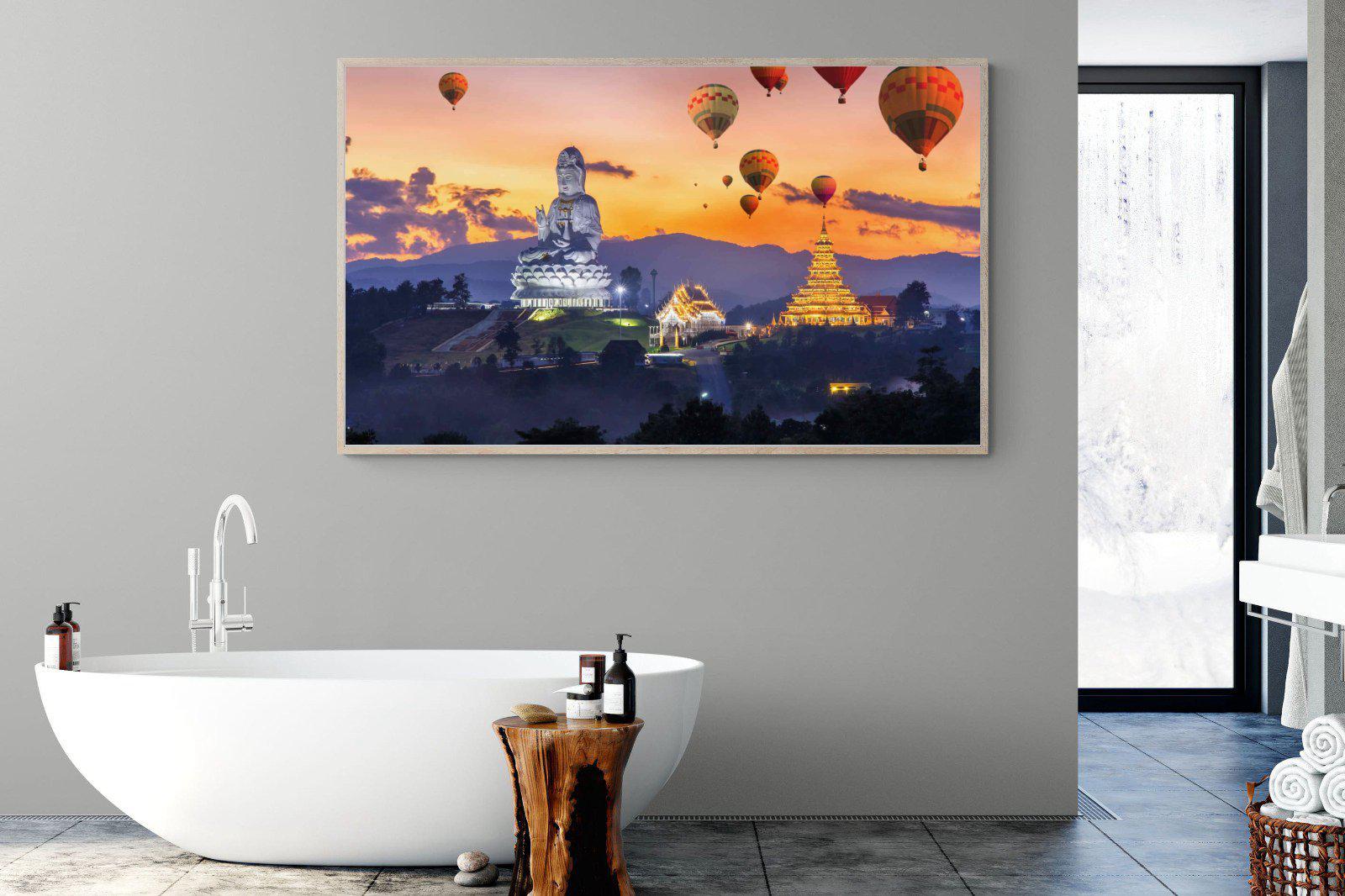 Buddha & Balloons-Wall_Art-180 x 110cm-Mounted Canvas-Wood-Pixalot