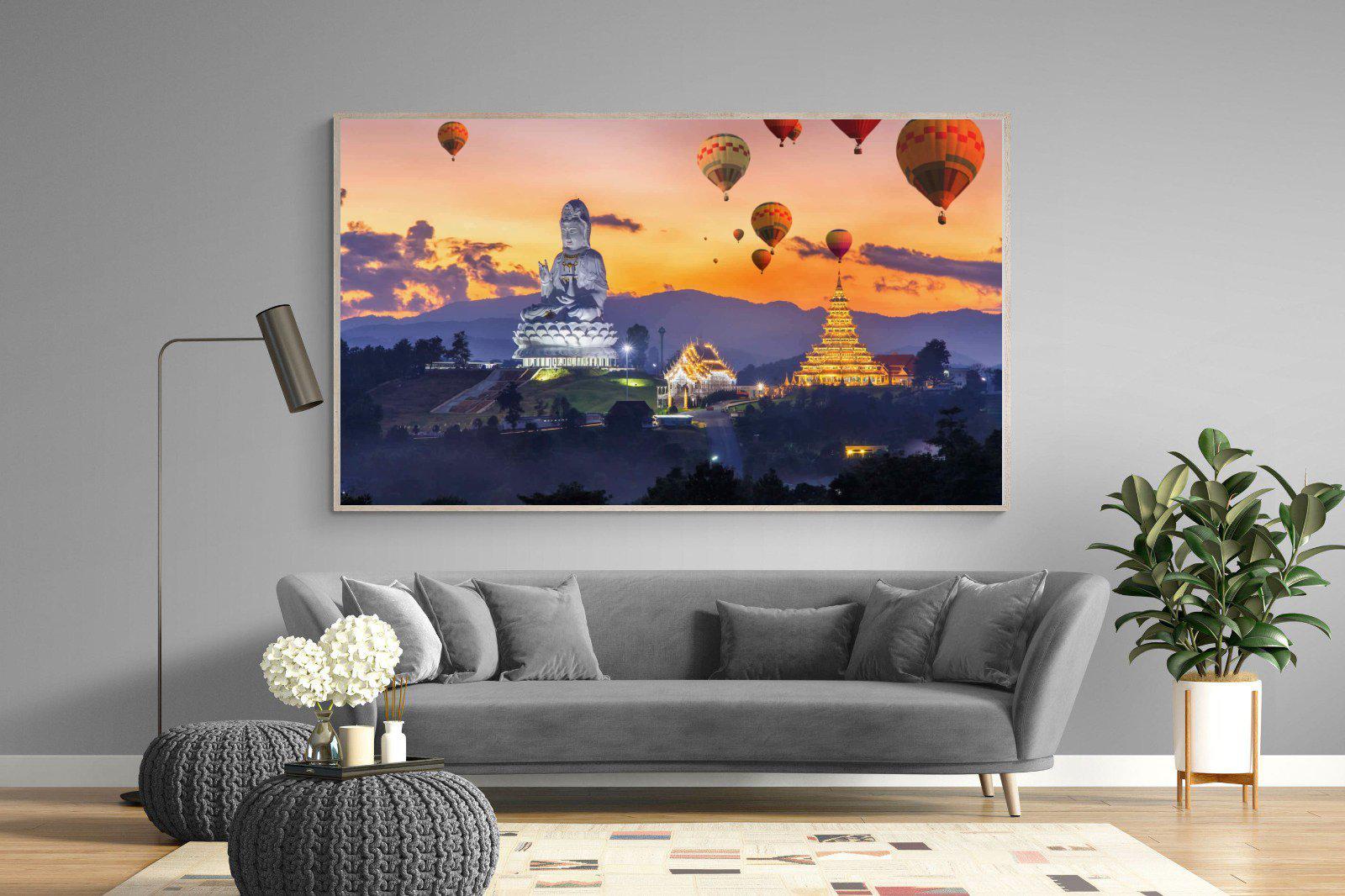 Buddha & Balloons-Wall_Art-220 x 130cm-Mounted Canvas-Wood-Pixalot
