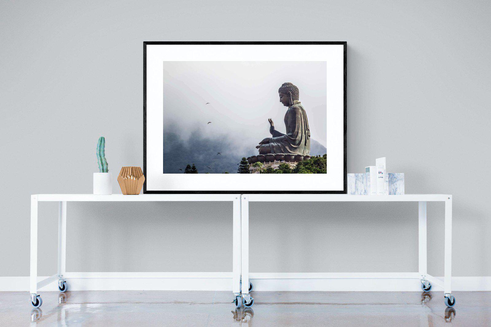 Buddha-Wall_Art-120 x 90cm-Framed Print-Black-Pixalot