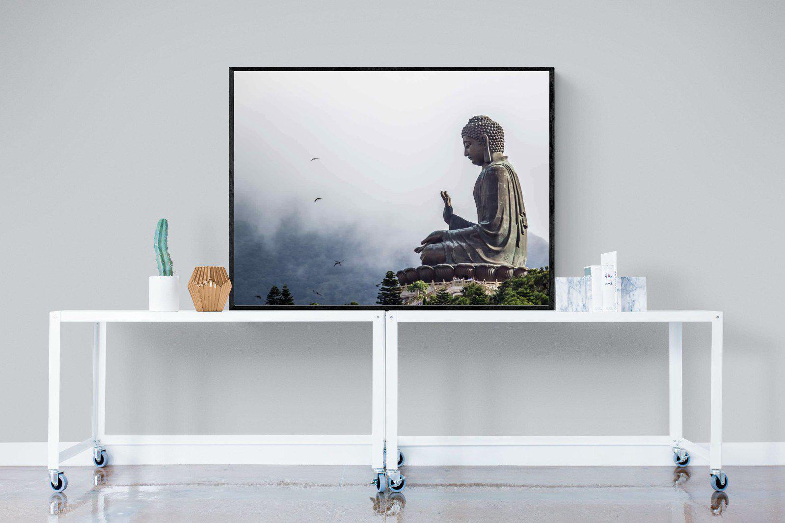 Buddha-Wall_Art-120 x 90cm-Mounted Canvas-Black-Pixalot