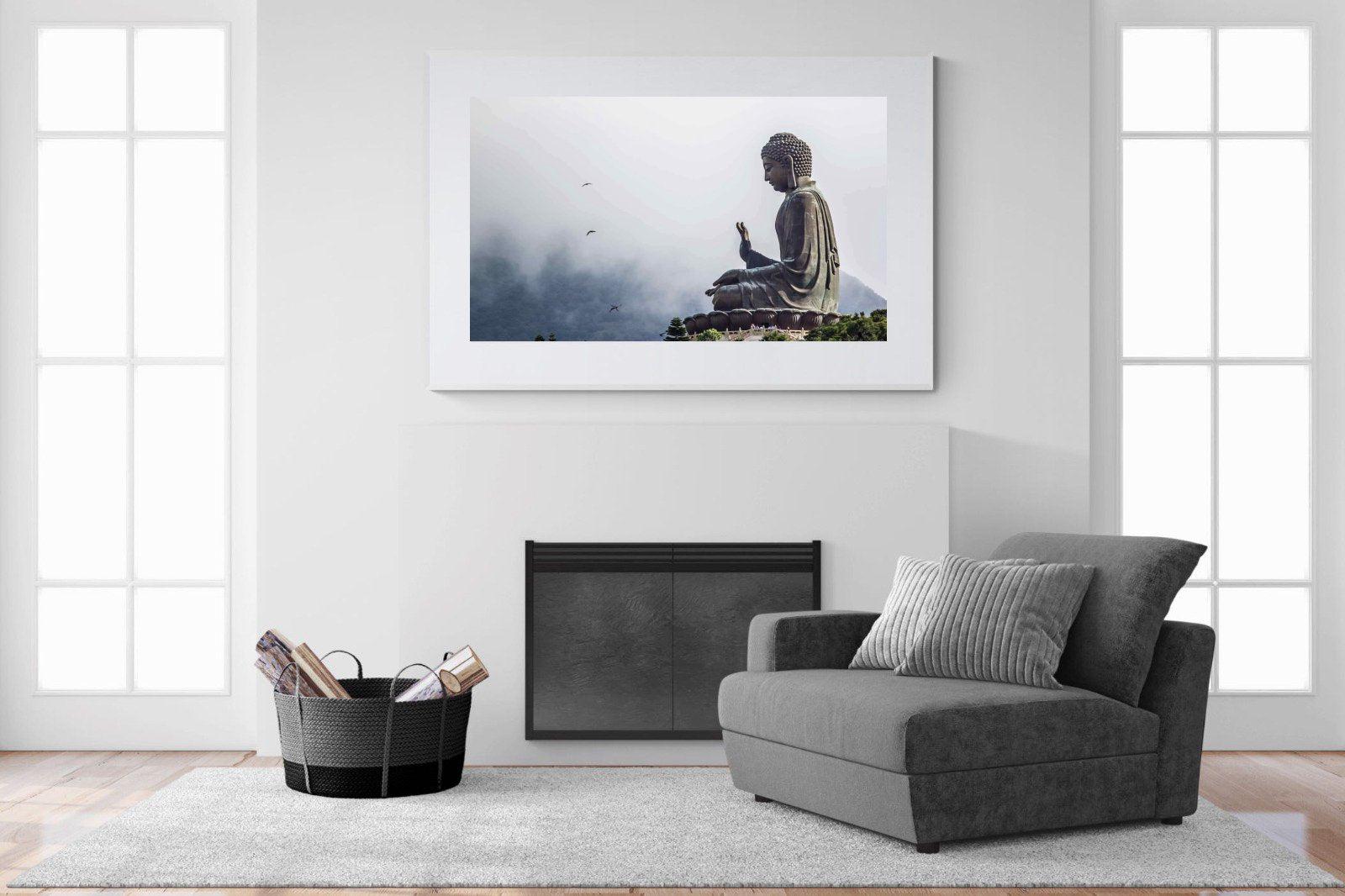 Buddha-Wall_Art-150 x 100cm-Framed Print-White-Pixalot