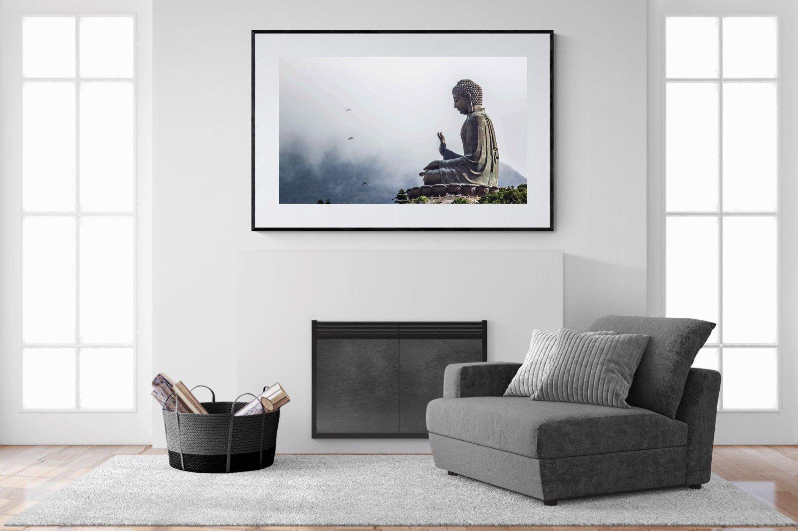 Buddha-Wall_Art-150 x 100cm-Framed Print-Black-Pixalot