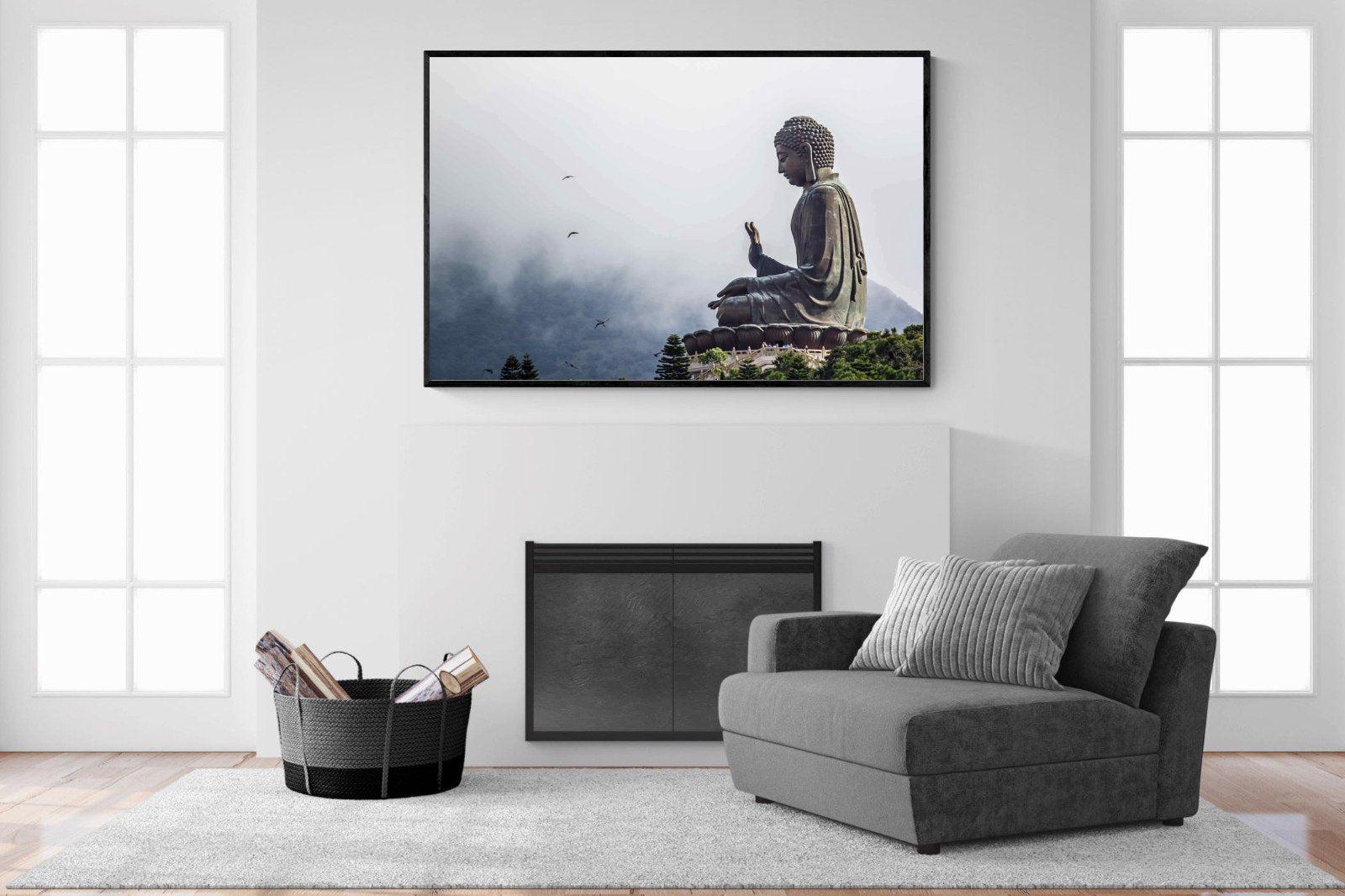 Buddha-Wall_Art-150 x 100cm-Mounted Canvas-Black-Pixalot