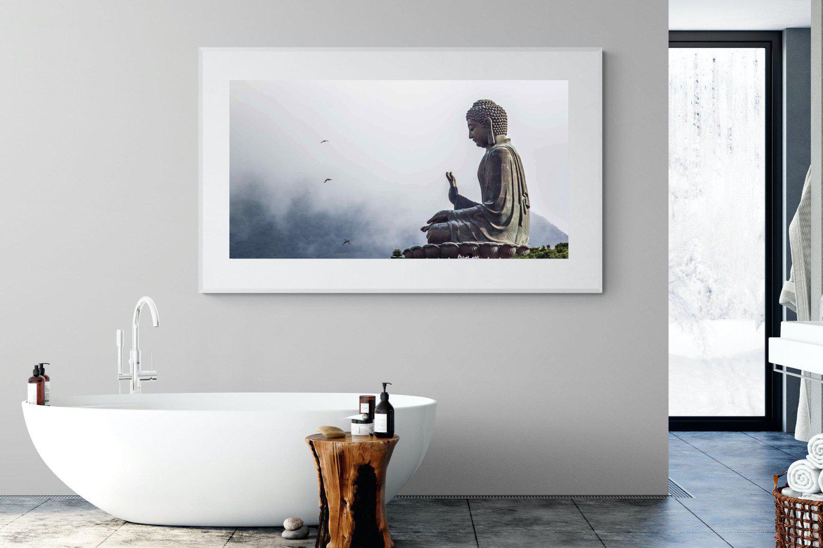 Buddha-Wall_Art-180 x 110cm-Framed Print-White-Pixalot