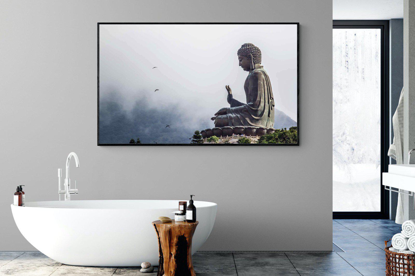 Buddha-Wall_Art-180 x 110cm-Mounted Canvas-Black-Pixalot