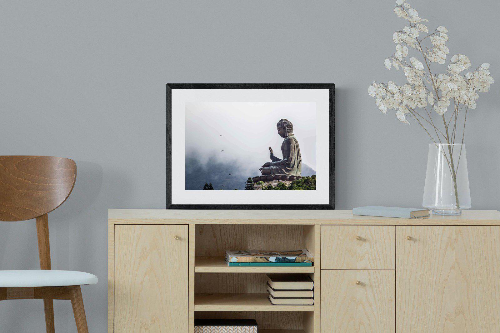 Buddha-Wall_Art-60 x 45cm-Framed Print-Black-Pixalot