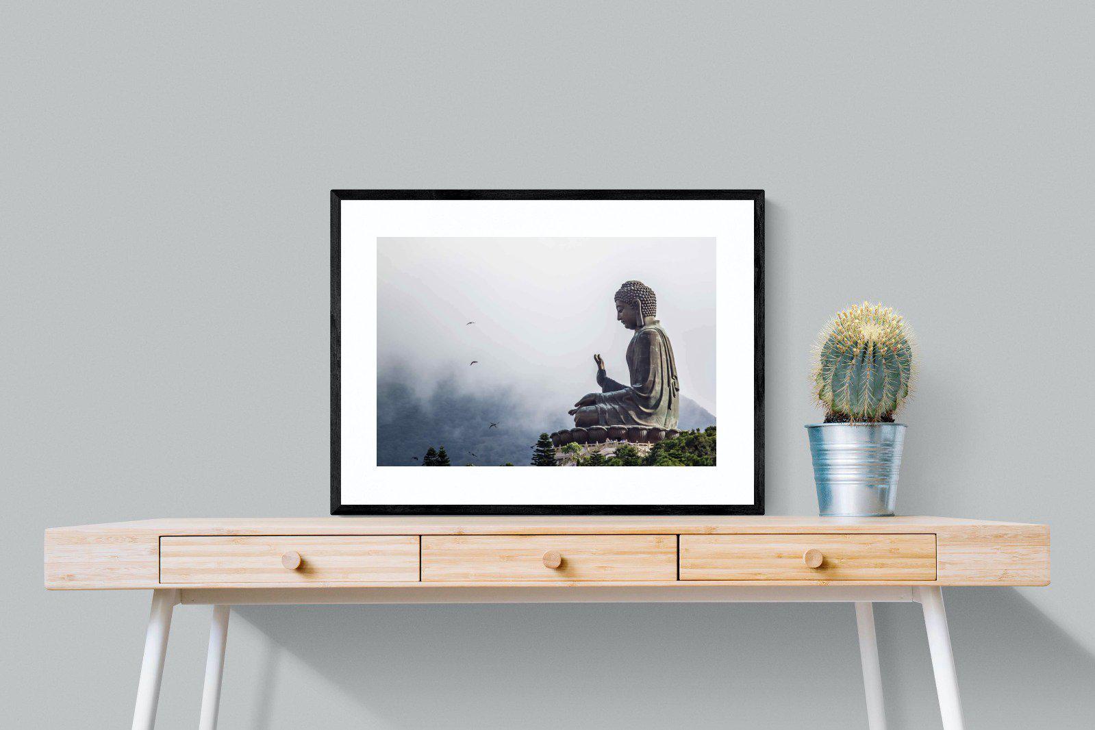 Buddha-Wall_Art-80 x 60cm-Framed Print-Black-Pixalot