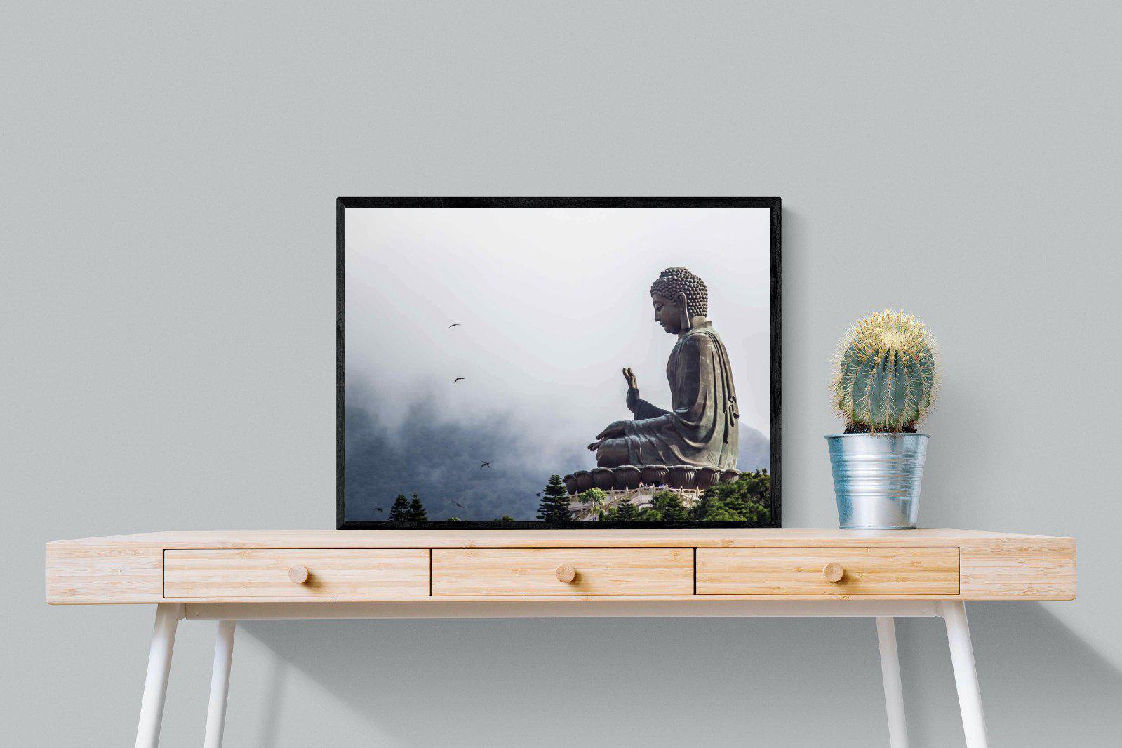 Buddha-Wall_Art-80 x 60cm-Mounted Canvas-Black-Pixalot