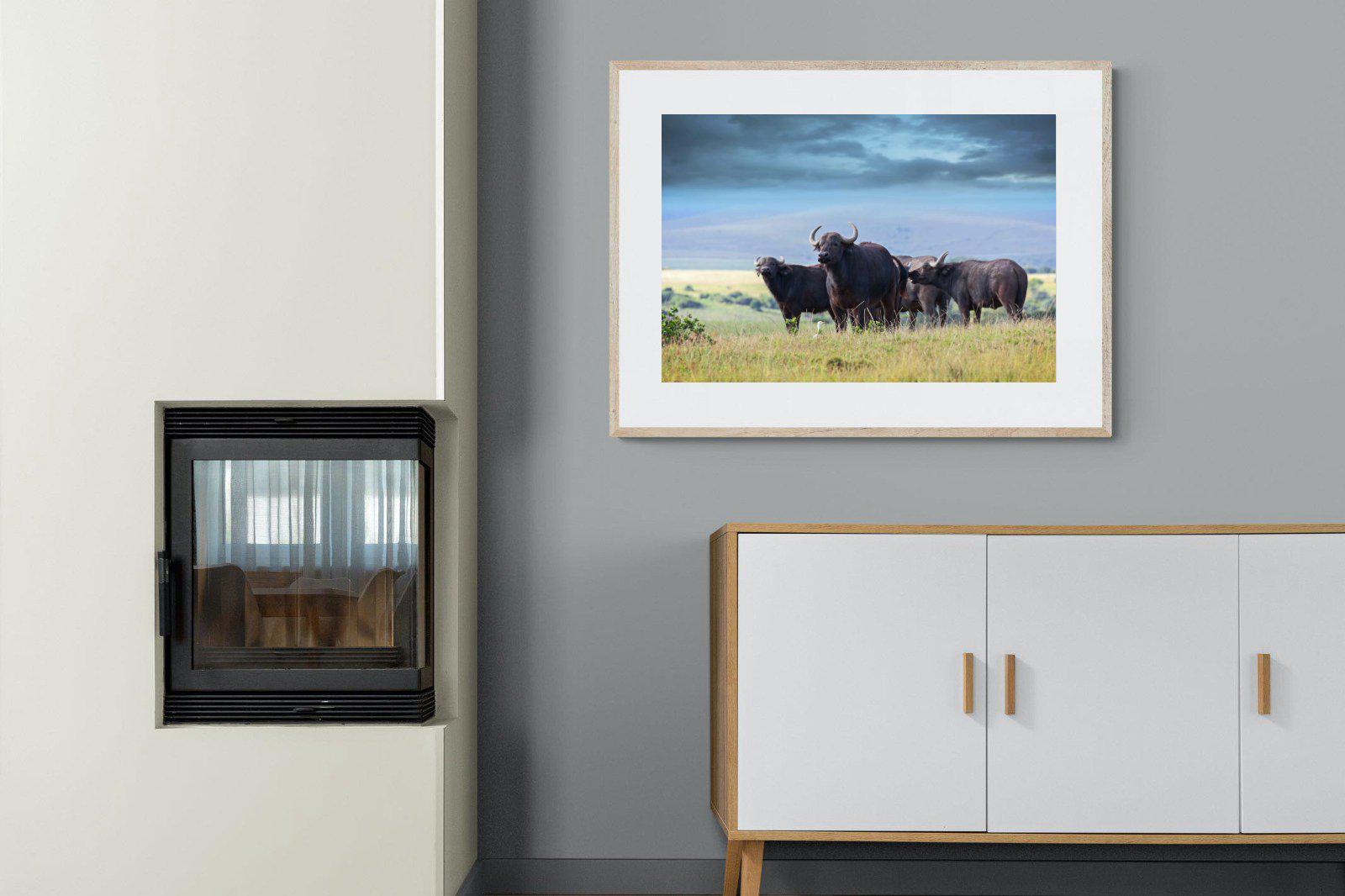 Buffalo-Wall_Art-100 x 75cm-Framed Print-Wood-Pixalot