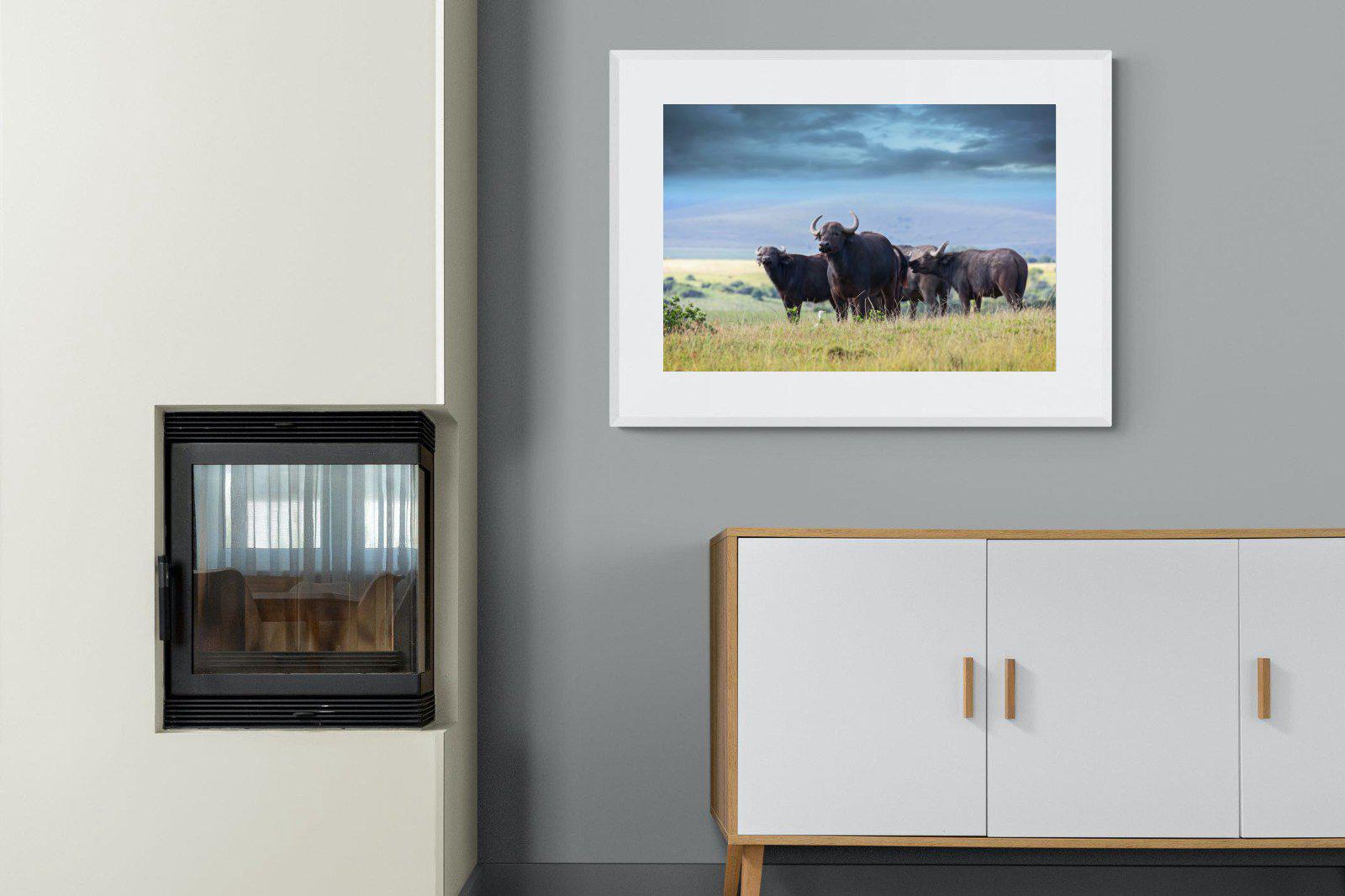 Buffalo-Wall_Art-100 x 75cm-Framed Print-White-Pixalot