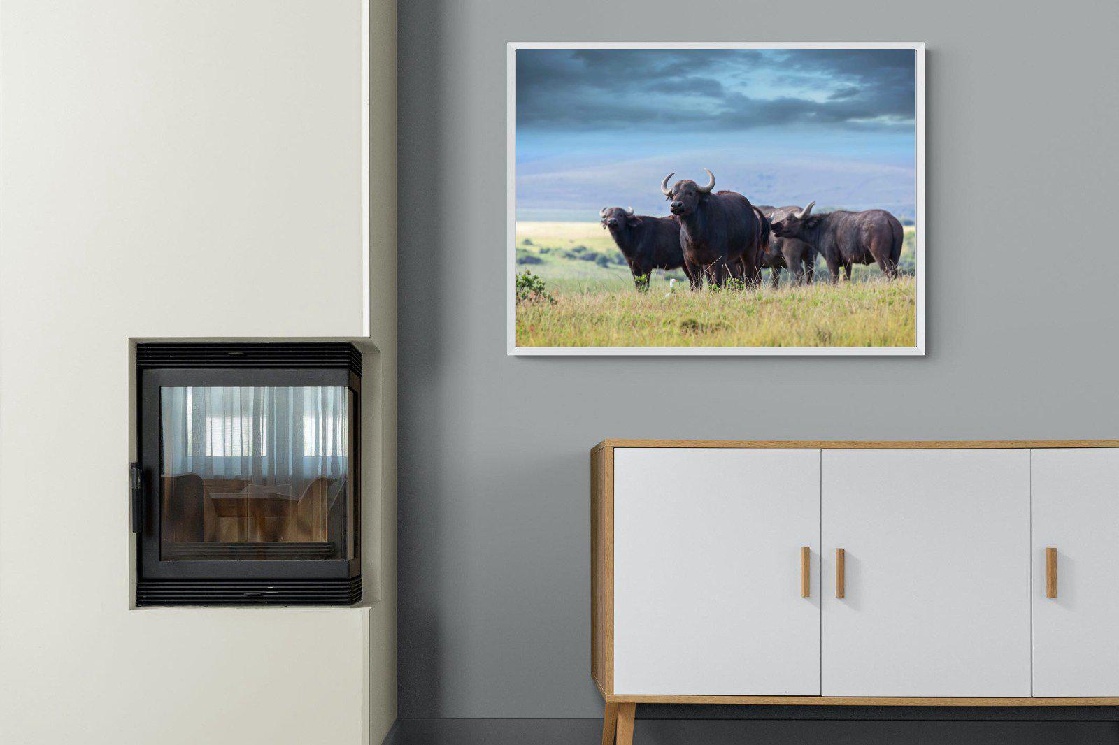 Buffalo-Wall_Art-100 x 75cm-Mounted Canvas-White-Pixalot