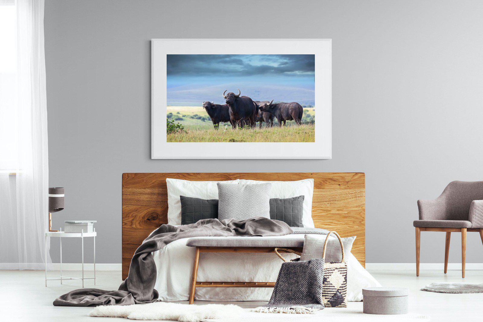 Buffalo-Wall_Art-150 x 100cm-Framed Print-White-Pixalot