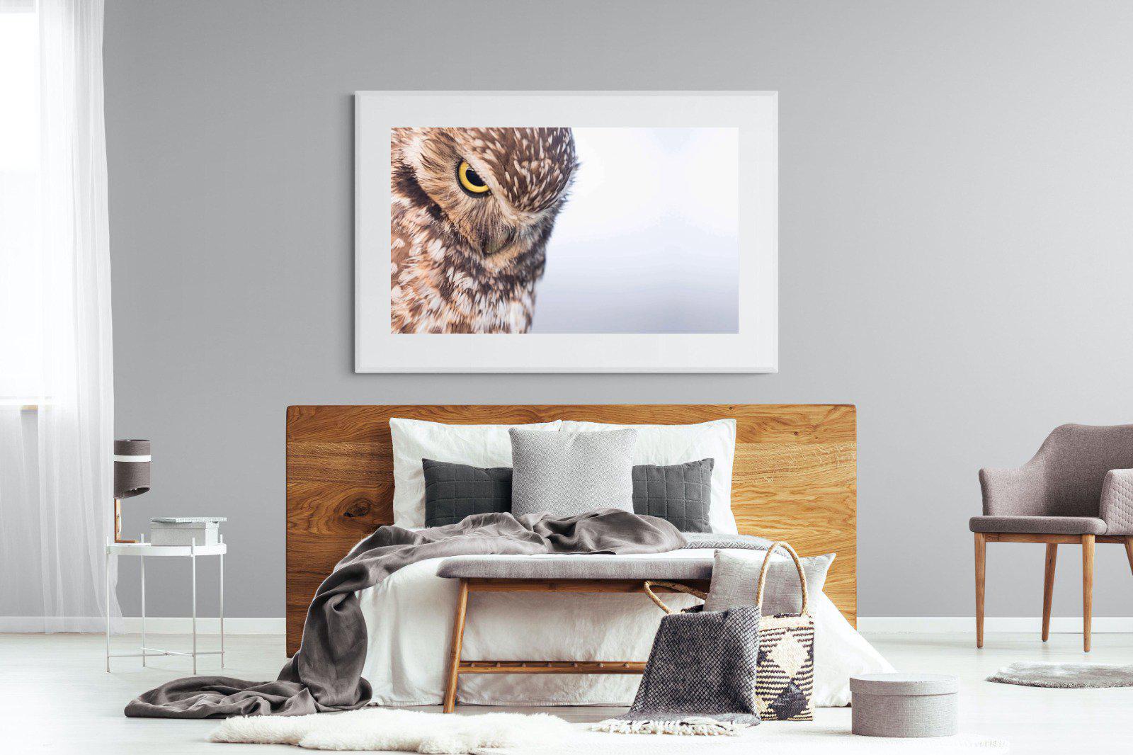 Burrowing Owl-Wall_Art-150 x 100cm-Framed Print-White-Pixalot