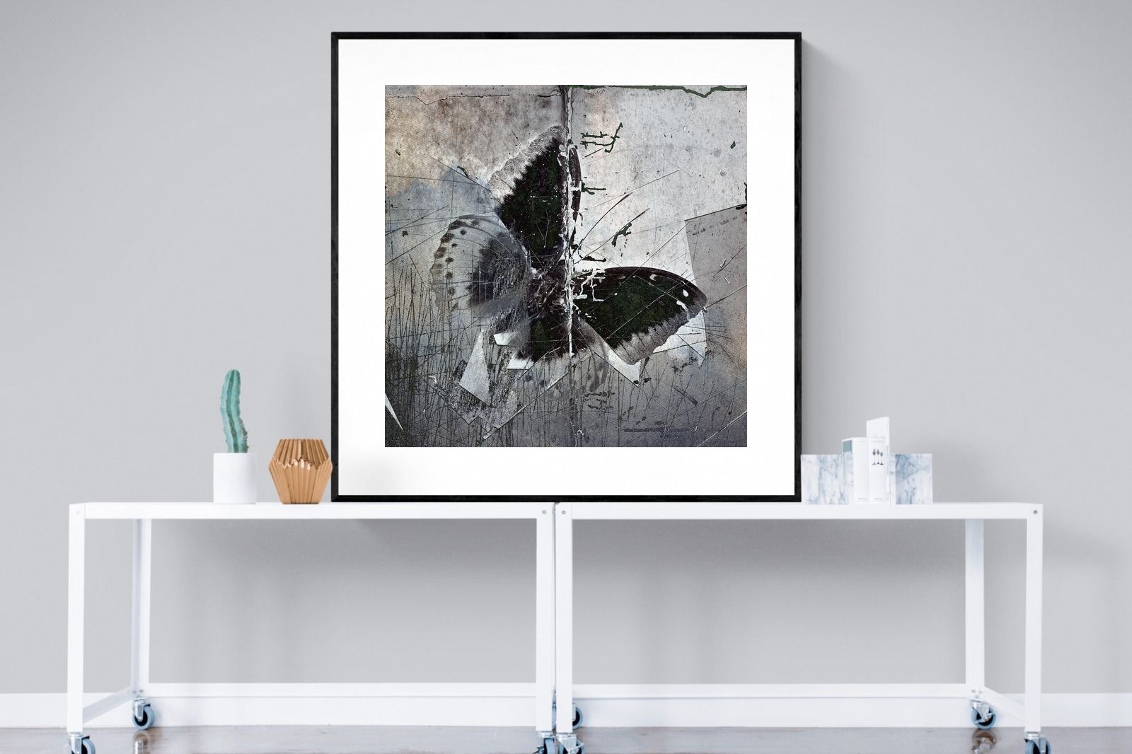 Butterfly Art-Wall_Art-120 x 120cm-Framed Print-Black-Pixalot