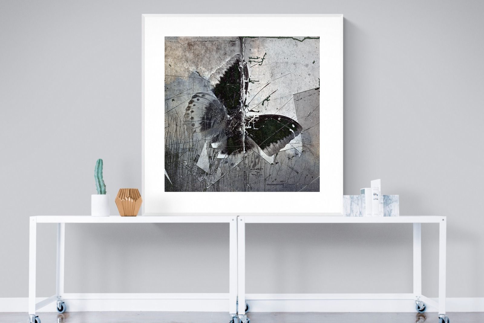Butterfly Art-Wall_Art-120 x 120cm-Framed Print-White-Pixalot