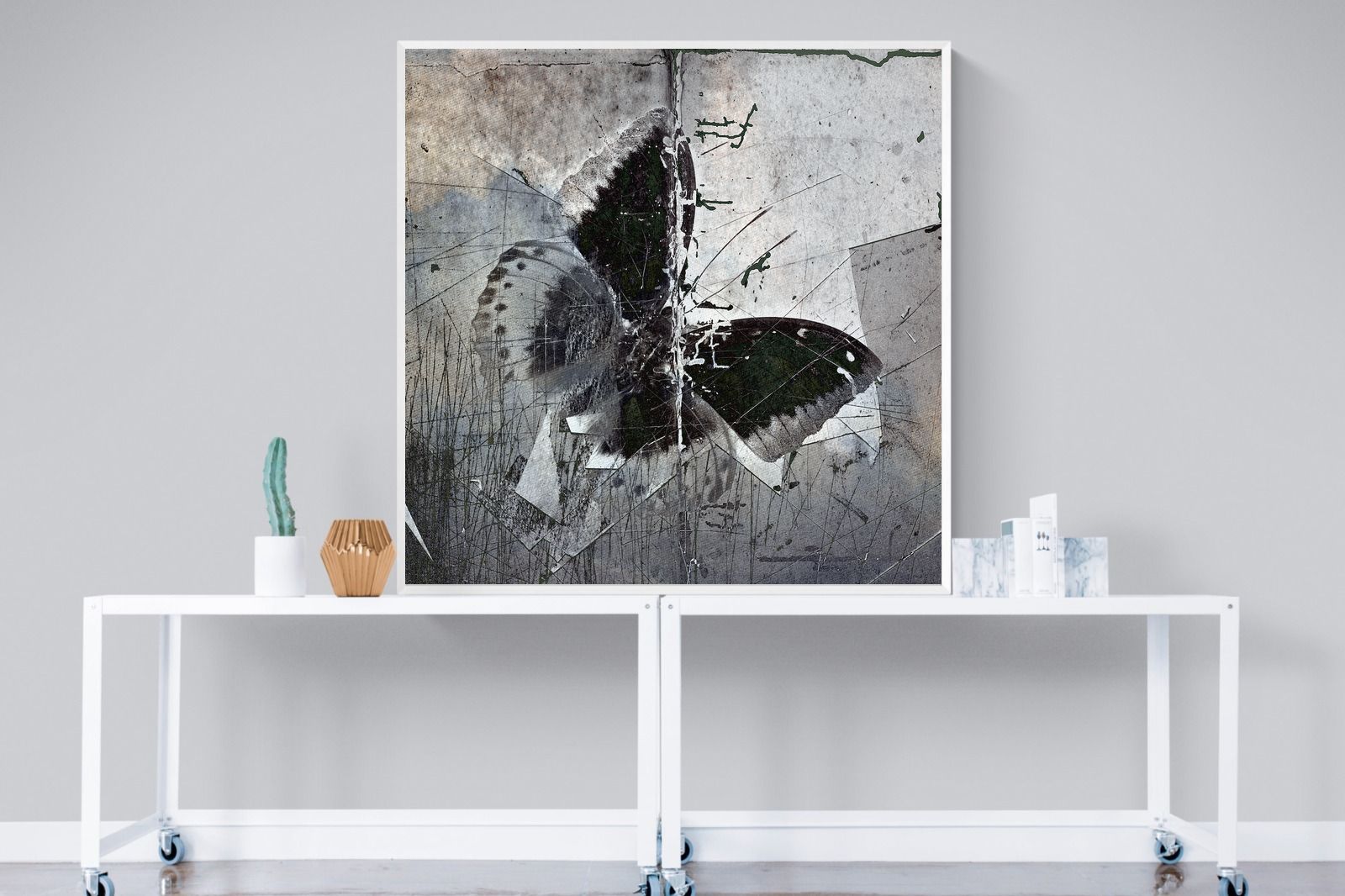 Butterfly Art-Wall_Art-120 x 120cm-Mounted Canvas-White-Pixalot