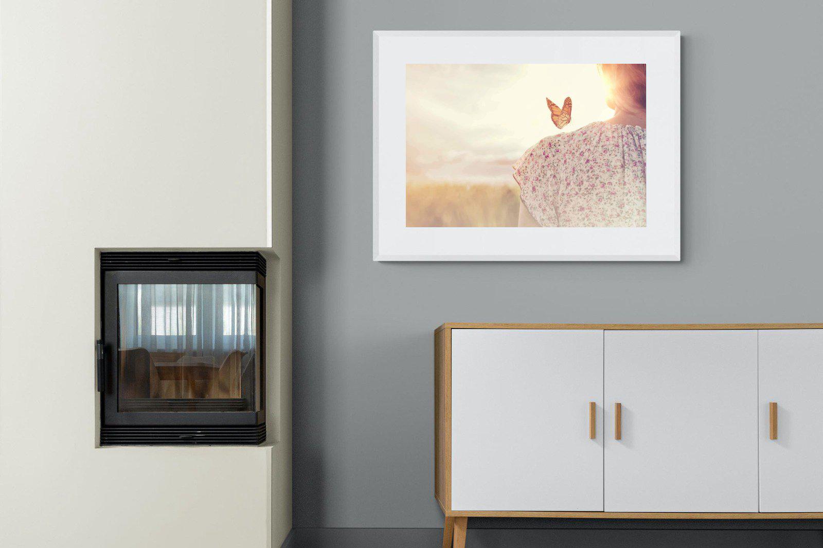 Butterfly-Wall_Art-100 x 75cm-Framed Print-White-Pixalot