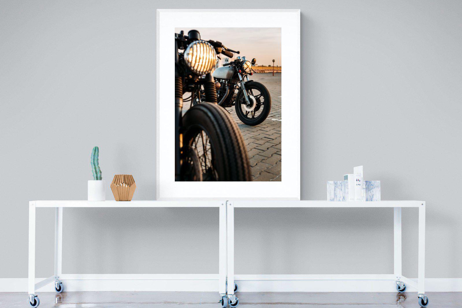 Cafe Racers-Wall_Art-90 x 120cm-Framed Print-White-Pixalot
