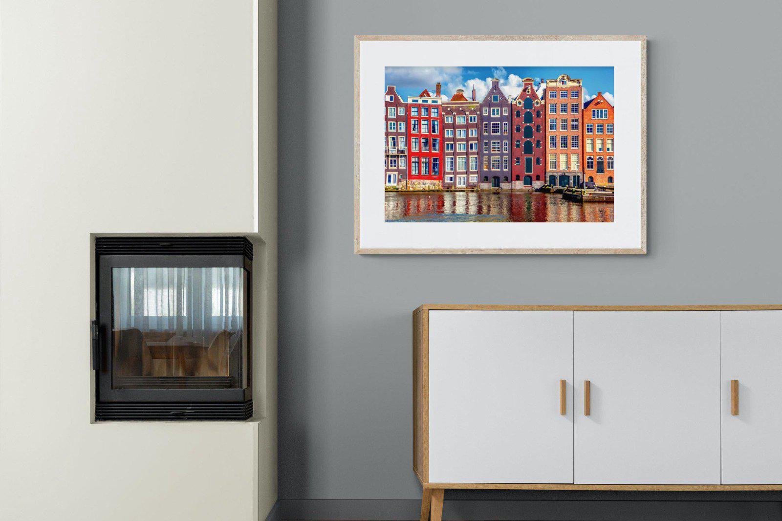 Canal Buildings-Wall_Art-100 x 75cm-Framed Print-Wood-Pixalot