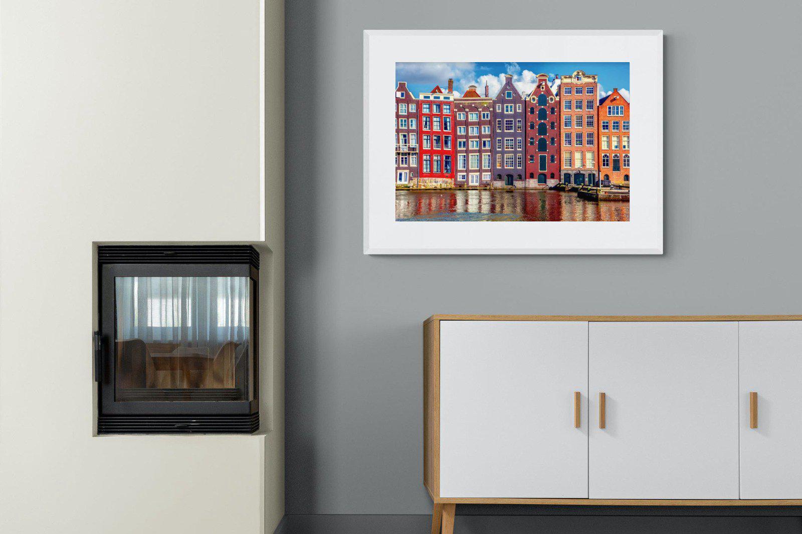 Canal Buildings-Wall_Art-100 x 75cm-Framed Print-White-Pixalot
