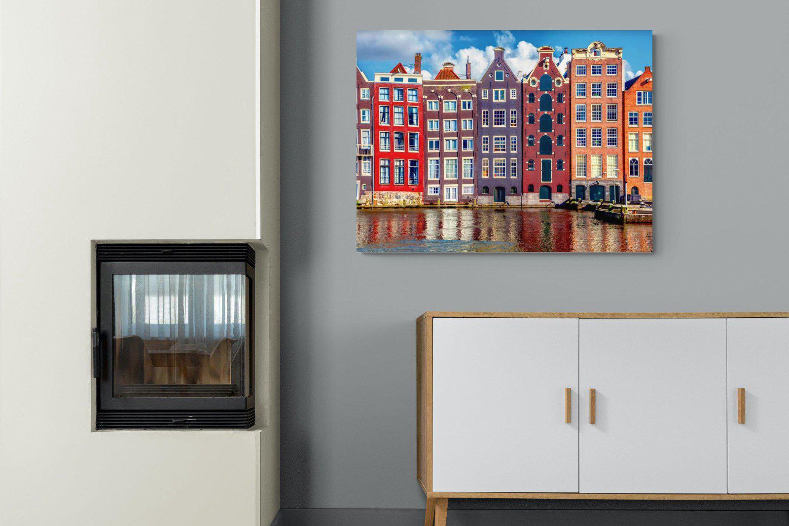 Canal Buildings-Wall_Art-100 x 75cm-Mounted Canvas-No Frame-Pixalot