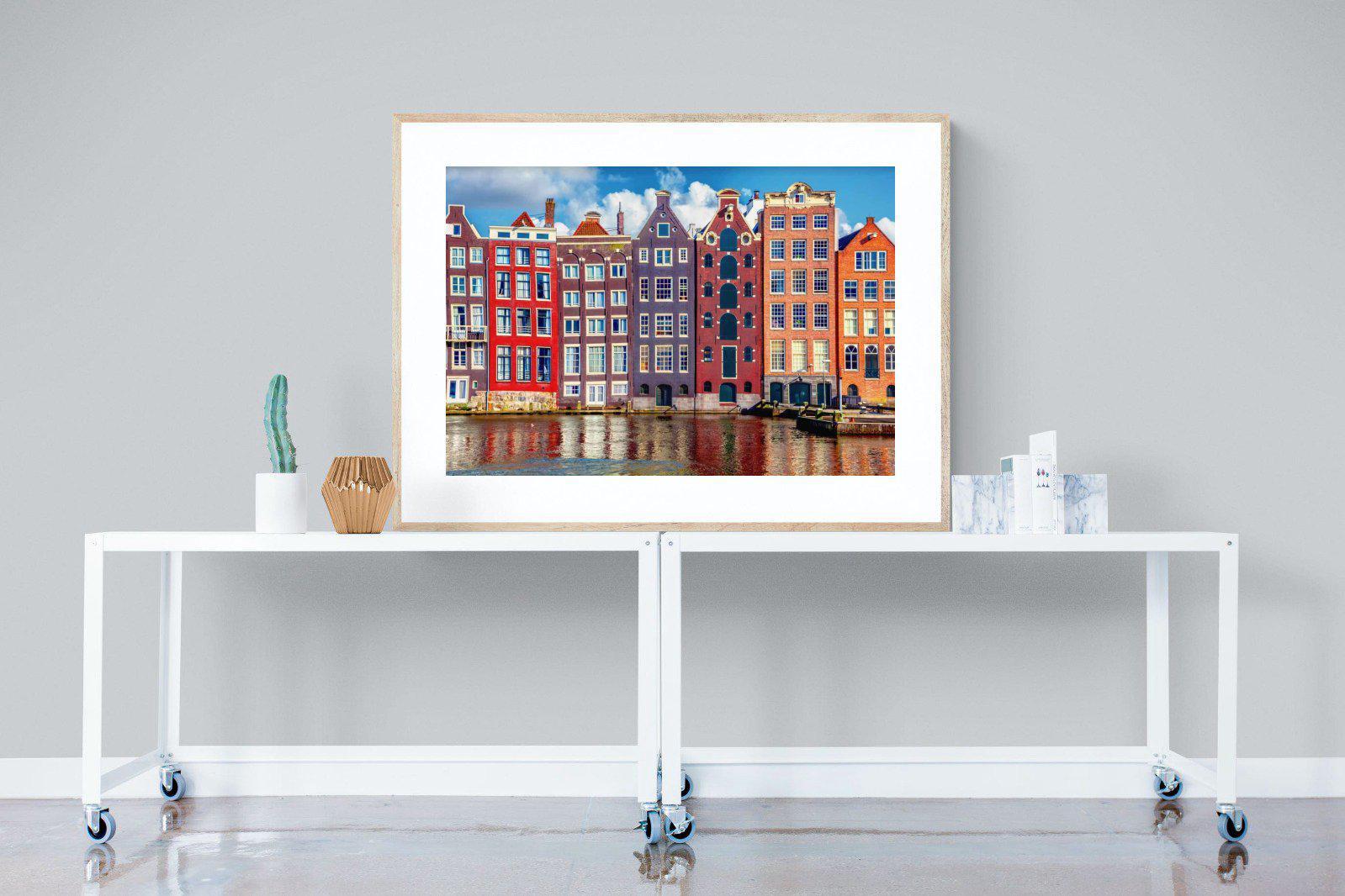 Canal Buildings-Wall_Art-120 x 90cm-Framed Print-Wood-Pixalot