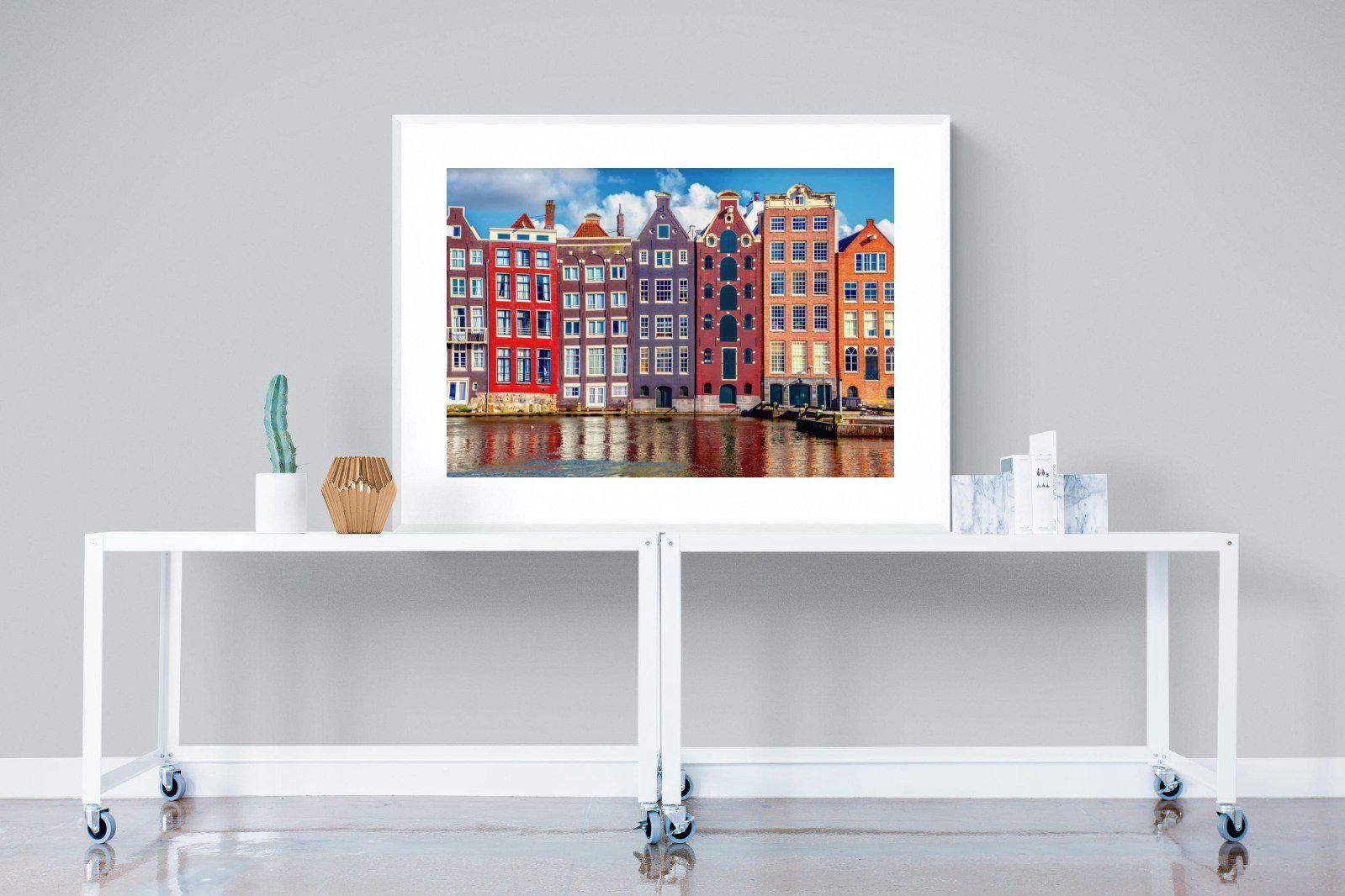 Canal Buildings-Wall_Art-120 x 90cm-Framed Print-White-Pixalot