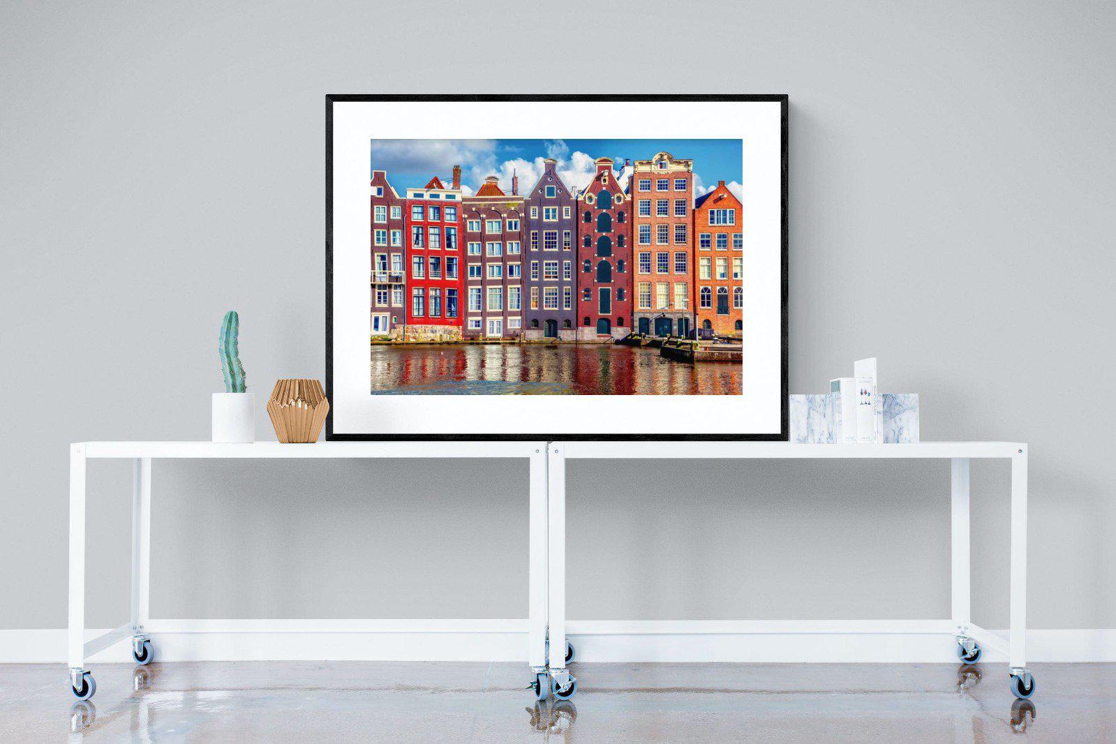 Canal Buildings-Wall_Art-120 x 90cm-Framed Print-Black-Pixalot