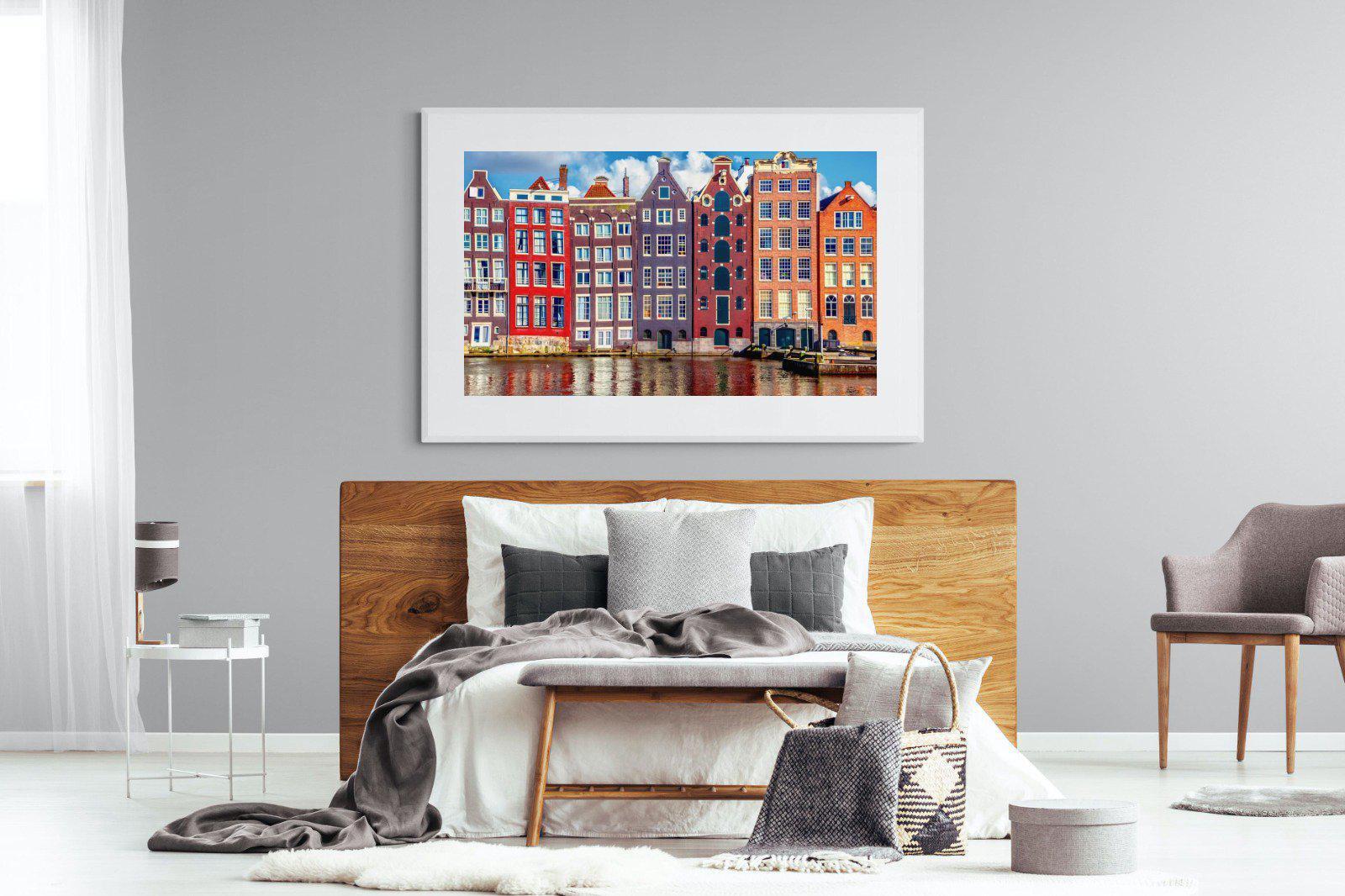 Canal Buildings-Wall_Art-150 x 100cm-Framed Print-White-Pixalot